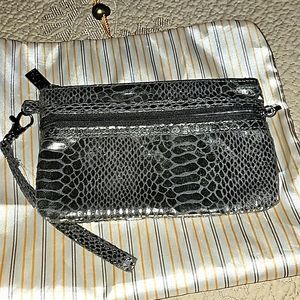 Style and Co Pewter  Snakeskin Print Wristlet, NWOT